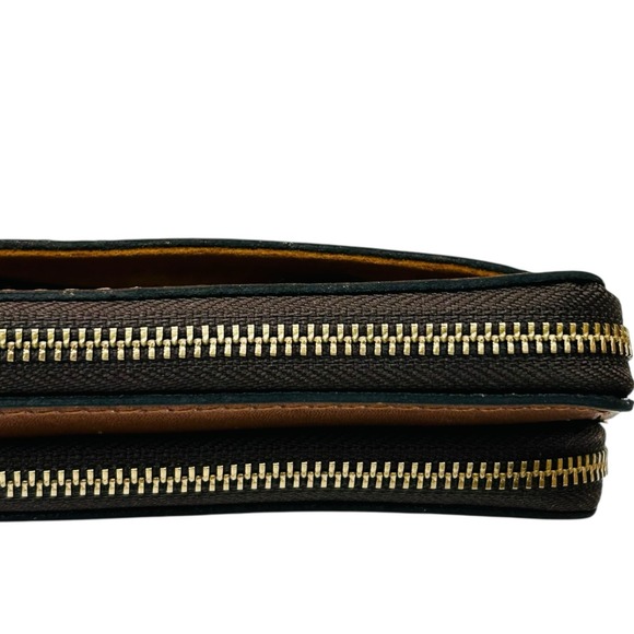 Patricia Nash Varone Fullgrain Leather Wristlet Signature Map Print Brown Clutch - Picture 8 of 14